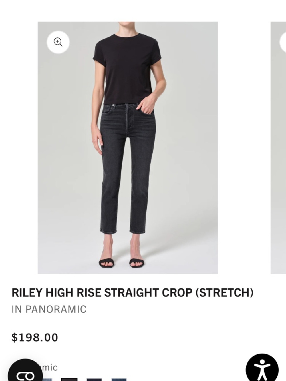 Agolde Riley Women's Denim High Rise Crop Size 29x24 Black Stretch